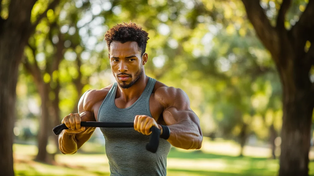 gomme qui fais du sport dans un parc