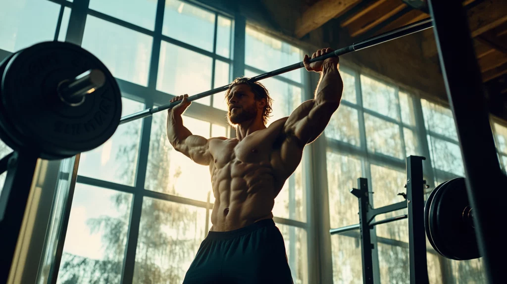 homme qui soulève une barre à la salle de sport